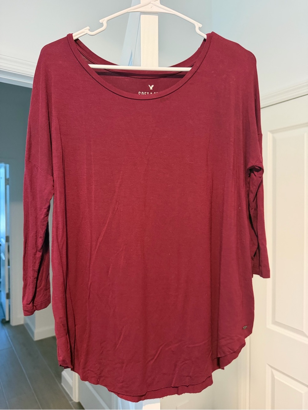 American Eagle Outfitters Women's Burgundy Long Sleeve Tee